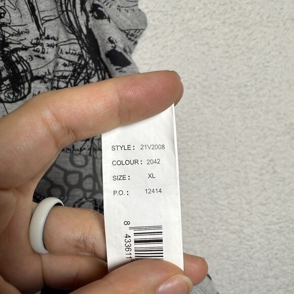 Desigual Women's Graphic Print Jersey Dress Size XL Gray Multicolor Artsy - Picture 5 of 7